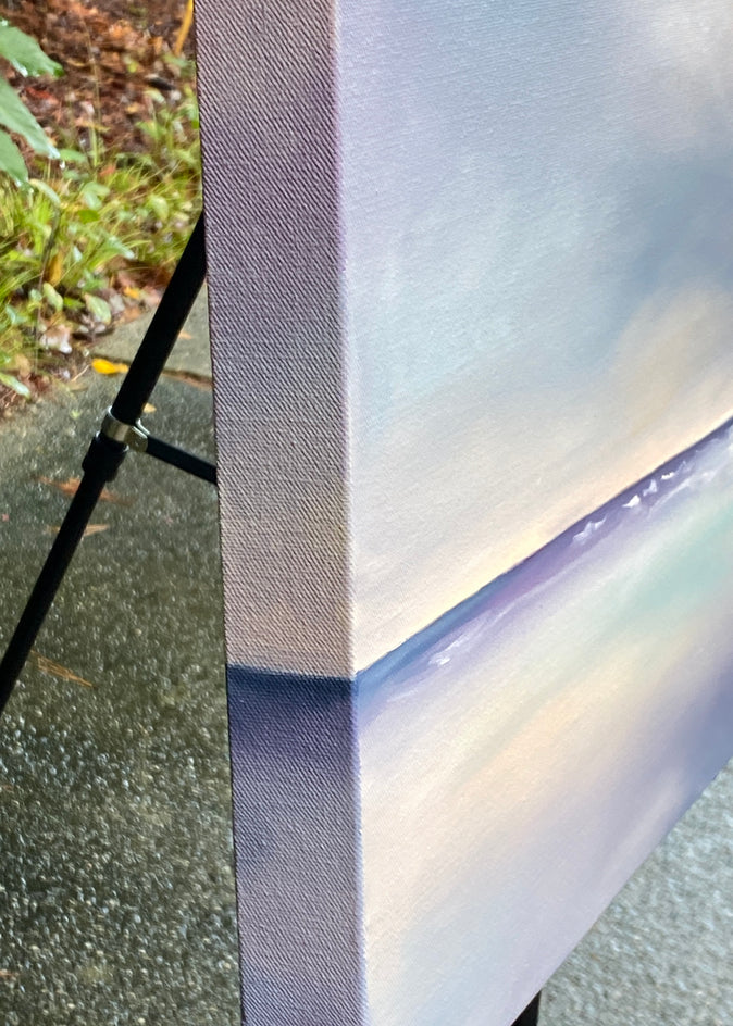 Shoreline Cloudscape by Nancy Hughes Miller |  Side View of Artwork 