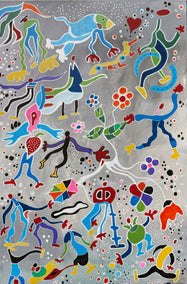 mixed media artwork by Nathalie Gribinski titled Fruit Dance