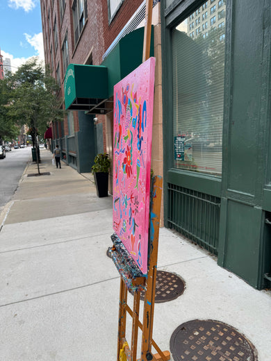 Pink Paradise by Nathalie Gribinski |  Side View of Artwork 