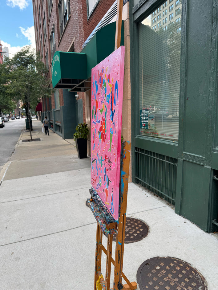 Pink Paradise by Nathalie Gribinski |  Side View of Artwork 