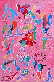 mixed media artwork by Nathalie Gribinski titled Pink Paradise