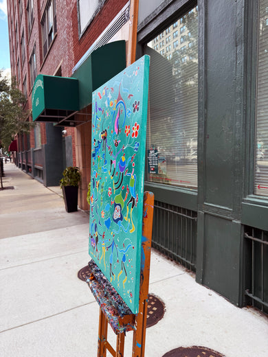 Spiritual Gathering by Nathalie Gribinski |  Side View of Artwork 