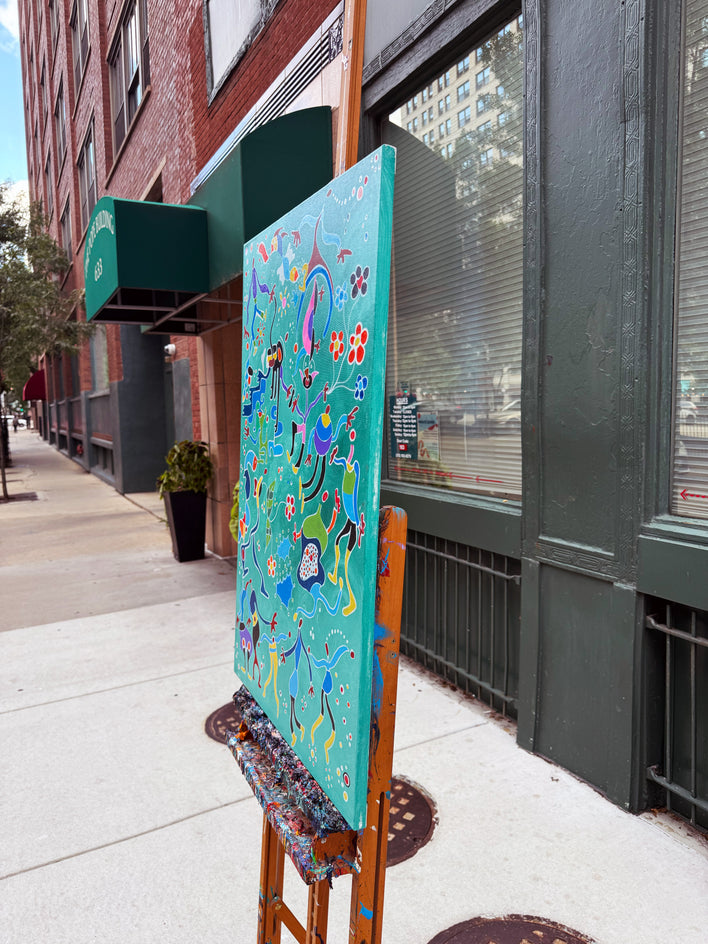 Spiritual Gathering by Nathalie Gribinski |  Side View of Artwork 