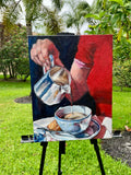 Original art for sale at UGallery.com | It’s Tea Time by Nava Lundy | $650 | acrylic painting | 18' h x 14' w | thumbnail 3