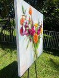 Original art for sale at UGallery.com | Language of Petals by Nava Lundy | $3,100 | acrylic painting | 36' h x 36' w | thumbnail 2