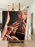 Original art for sale at UGallery.com | Lipstick Promises by Nava Lundy | $5,300 | acrylic painting | 48' h x 48' w | thumbnail 3