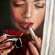 Original art for sale at UGallery.com | Lipstick Promises by Nava Lundy | $5,300 | acrylic painting | 48' h x 48' w | thumbnail 4