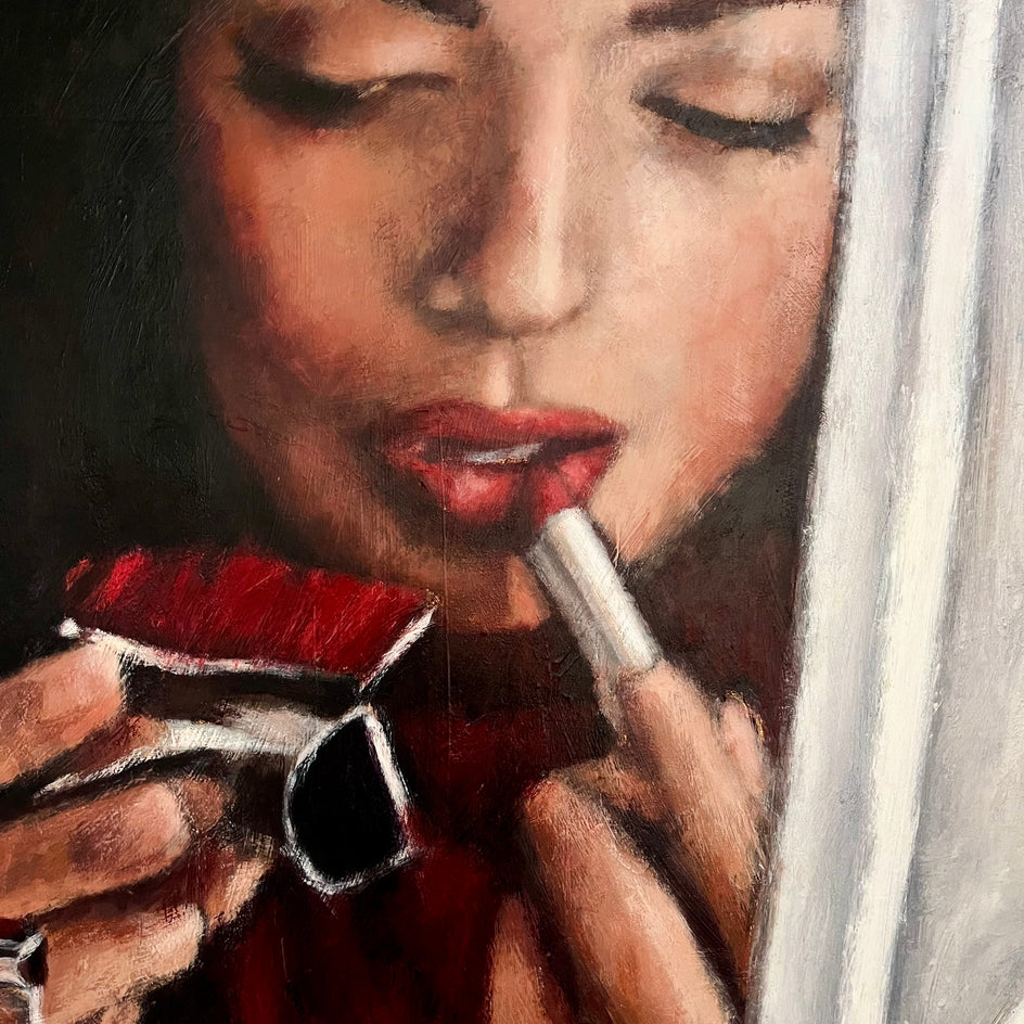 Lipstick Promises by Nava Lundy |  Closeup View of Artwork 