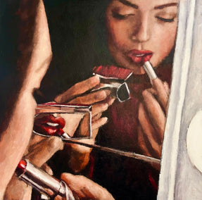 acrylic painting by Nava Lundy titled Lipstick Promises
