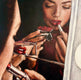 Original art for sale at UGallery.com | Lipstick Promises by Nava Lundy | $5,300 | acrylic painting | 48' h x 48' w | thumbnail 1