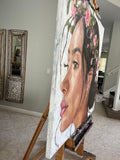 Original art for sale at UGallery.com | Sky Goddess by Nava Lundy | $5,400 | mixed media artwork | 48' h x 48' w | thumbnail 2