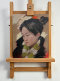Original art for sale at UGallery.com | Girl with a Plaid Scarf by Nicholas Robertson | $750 | acrylic painting | 11.75' h x 9.5' w | thumbnail 3