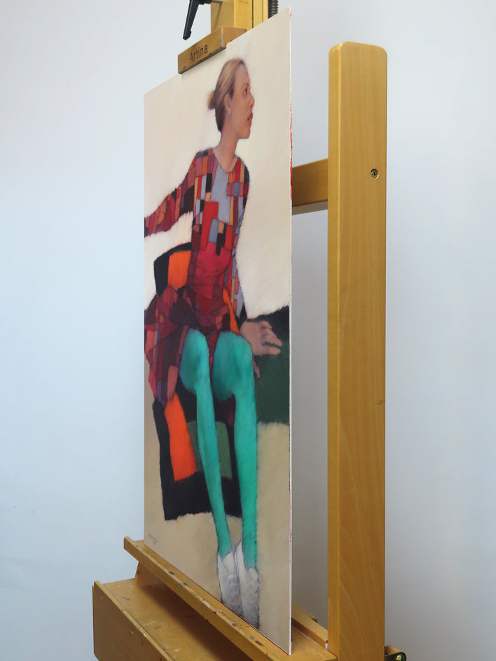 Long Green Legs by Nicholas Robertson |  Side View of Artwork 