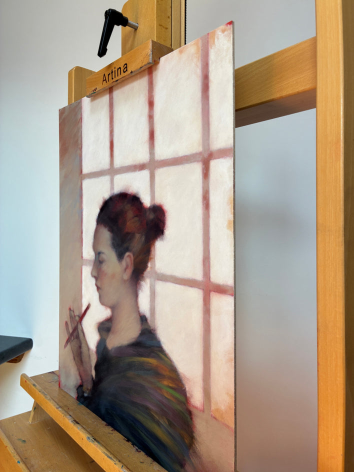 Receptionist by Nicholas Robertson |  Side View of Artwork 