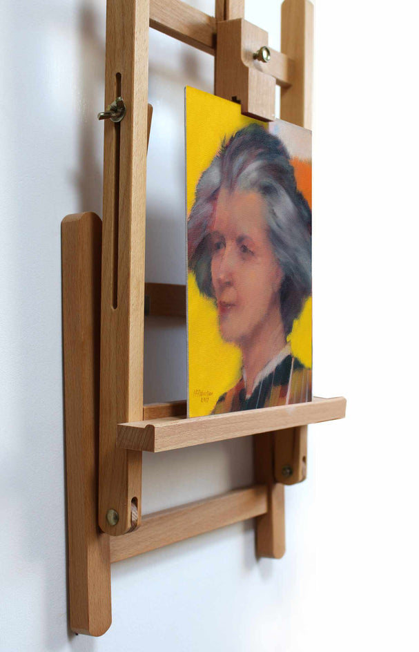 Woman on Yellow by Nicholas Robertson |  Side View of Artwork 