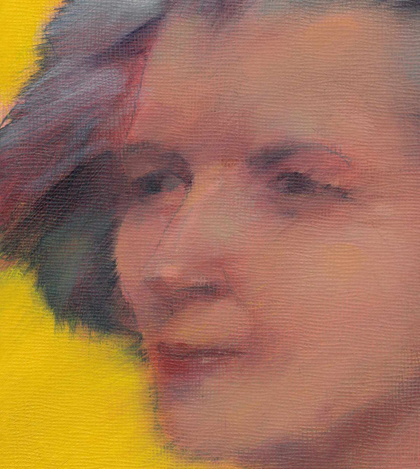 Woman on Yellow by Nicholas Robertson |  Closeup View of Artwork 