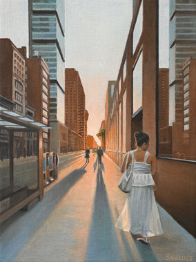 Original art for sale at UGallery.com | 23rd Street Sunset by Nick Savides | $875 | oil painting | 12' h x 9' w
