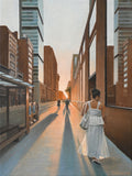 Original art for sale at UGallery.com | 23rd Street Sunset by Nick Savides | $875 | oil painting | 12' h x 9' w | thumbnail 1