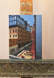Original art for sale at UGallery.com | Red Fire Escape by Nick Savides | $875 | oil painting | 12' h x 9' w | thumbnail 3