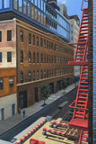Original art for sale at UGallery.com | Red Fire Escape by Nick Savides | $875 | oil painting | 12' h x 9' w | thumbnail 4