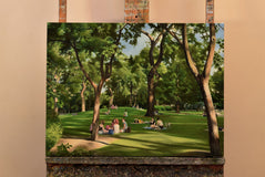 Original art for sale at UGallery.com | Summer Evening, Tompkins Square Park by Nick Savides | $2,600 | oil painting | 18' h x 24' w | thumbnail 3