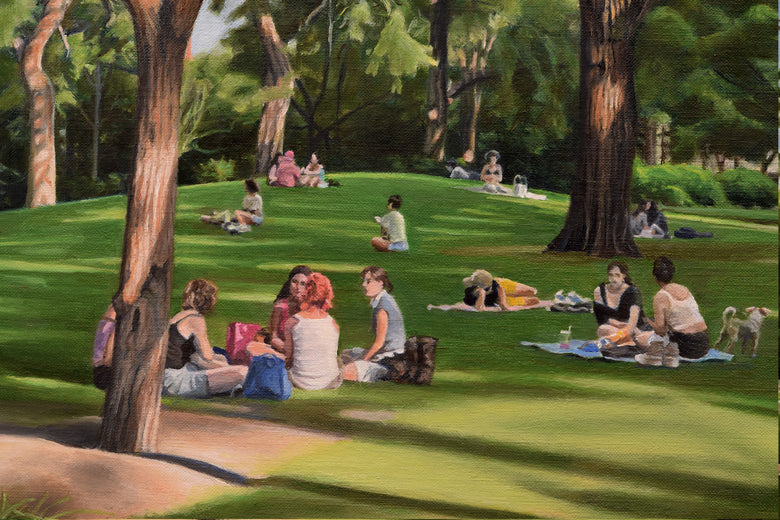 Summer Evening, Tompkins Square Park by Nick Savides - oil