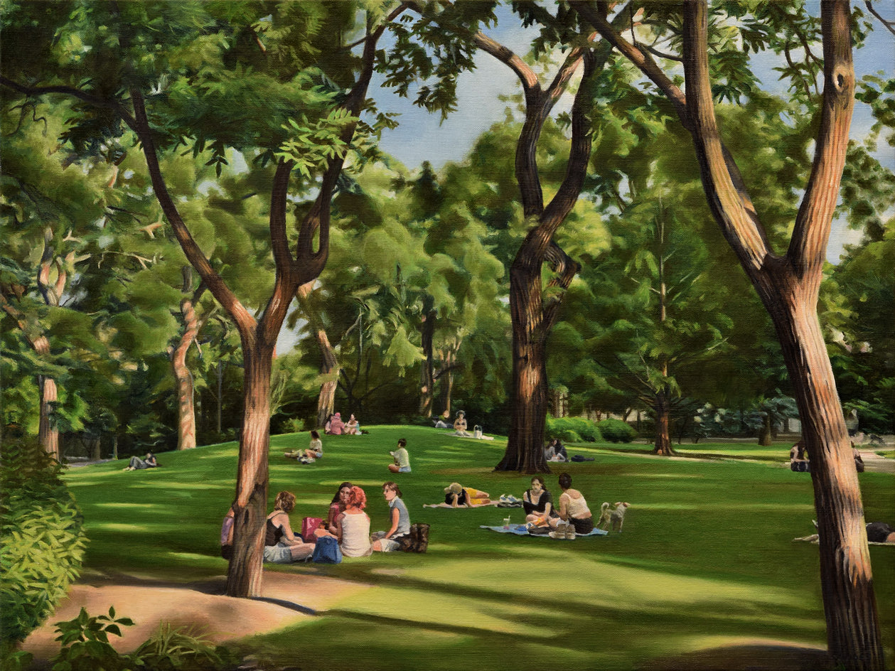Summer Evening, Tompkins Square Park by Nick Savides - oil