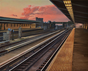 Original art for sale at UGallery.com | Train to Sunset by Nick Savides | $2,100 | oil painting | 16' h x 20' w
