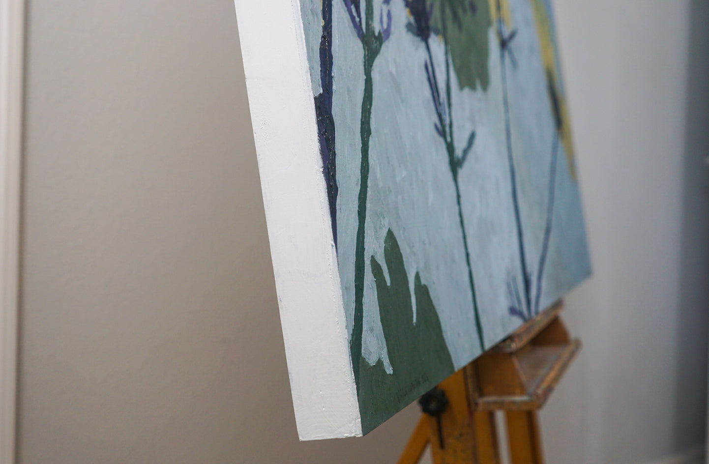 Blooming in Blue Air by Nicole Lamothe |  Side View of Artwork 