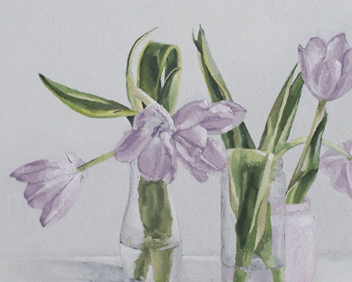 Pale Purple Tulips by Nicole Lamothe |  Closeup View of Artwork 
