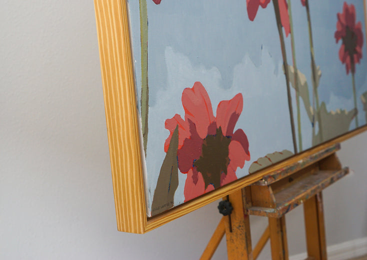Red Blossoms Within the Quiet Sky by Nicole Lamothe |  Side View of Artwork 