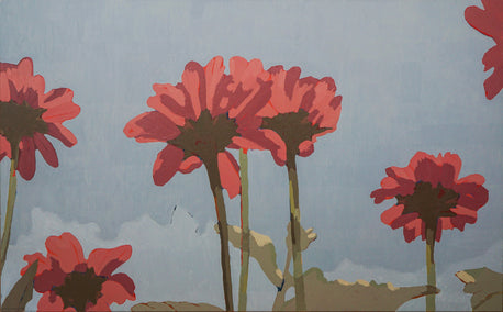 oil painting by Nicole Lamothe titled Red Blossoms Within the Quiet Sky