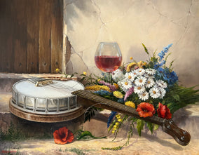 Original art for sale at UGallery.com | Banjo by Nikolay Rizhankov | $2,175 | oil painting | 22' h x 28' w