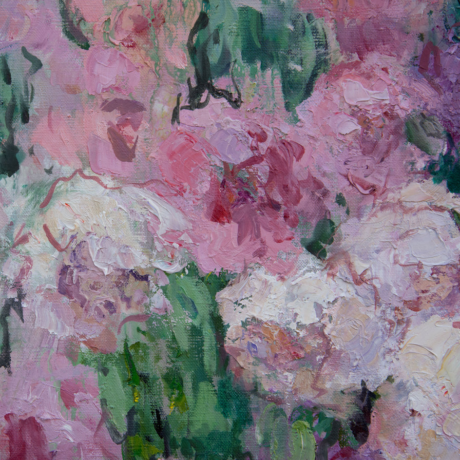 Pink and White Bliss by Oksana Johnson |  Closeup View of Artwork 