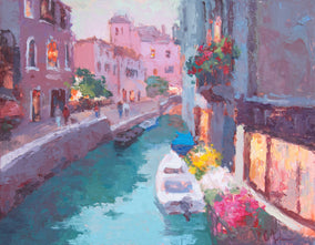 Original art for sale at UGallery.com | Venetian Dusk by Oksana Johnson | $775 | oil painting | 11' h x 14' w