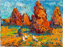 Original art for sale at UGallery.com | Autumn Gold by Oleksiy Ivanyuk | $575 | oil painting | 5.9' h x 7.87' w | thumbnail 1