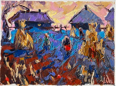 oil painting by Oleksiy Ivanyuk titled Autumn Vegetable Gardens