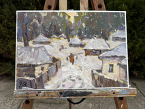 Original art for sale at UGallery.com | Covered with Snow by Oleksiy Ivanyuk | $675 | oil painting | 9.45' h x 13.39' w | thumbnail 3