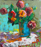 Original art for sale at UGallery.com | Flowers on the Table by Oleksiy Ivanyuk | $800 | oil painting | 15.75' h x 13.78' w | thumbnail 1