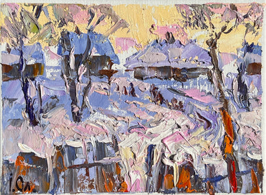 oil painting by Oleksiy Ivanyuk titled Frosty Evening