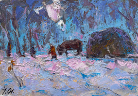 Original art for sale at UGallery.com | Frosty Morning by Oleksiy Ivanyuk | $675 | oil painting | 9.45' h x 13.39' w