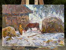 Original art for sale at UGallery.com | It's Frosty by Oleksiy Ivanyuk | $750 | oil painting | 11.81' h x 17.71' w | thumbnail 3