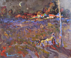 Original art for sale at UGallery.com | Moonlit Night, Rural Landscape by Oleksiy Ivanyuk | $3,800 | oil painting | 39.37' h x 47.24' w