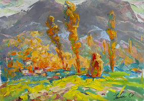 Original art for sale at UGallery.com | Morning in the Carpathians by Oleksiy Ivanyuk | $1,100 | oil painting | 19.68' h x 27.56' w