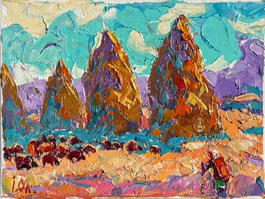 oil painting by Oleksiy Ivanyuk titled Morning Meadow