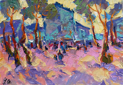 oil painting by Oleksiy Ivanyuk titled Morning. Urban Motif