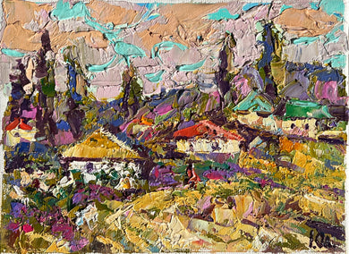 oil painting by Oleksiy Ivanyuk titled Outskirts of the Village