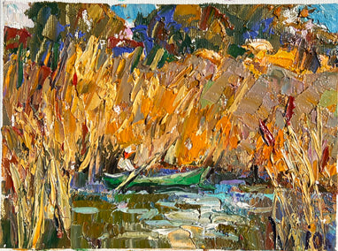 oil painting by Oleksiy Ivanyuk titled Quiet Backwater