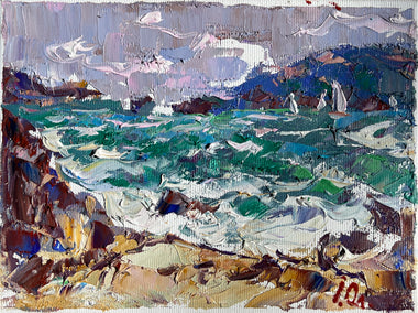 oil painting by Oleksiy Ivanyuk titled The Sea Is Stormy