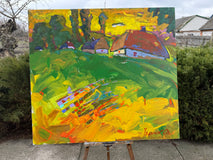 Original art for sale at UGallery.com | Warm Evening. Summer in the Village by Oleksiy Ivanyuk | $3,450 | oil painting | 39.37' h x 43.31' w | thumbnail 3